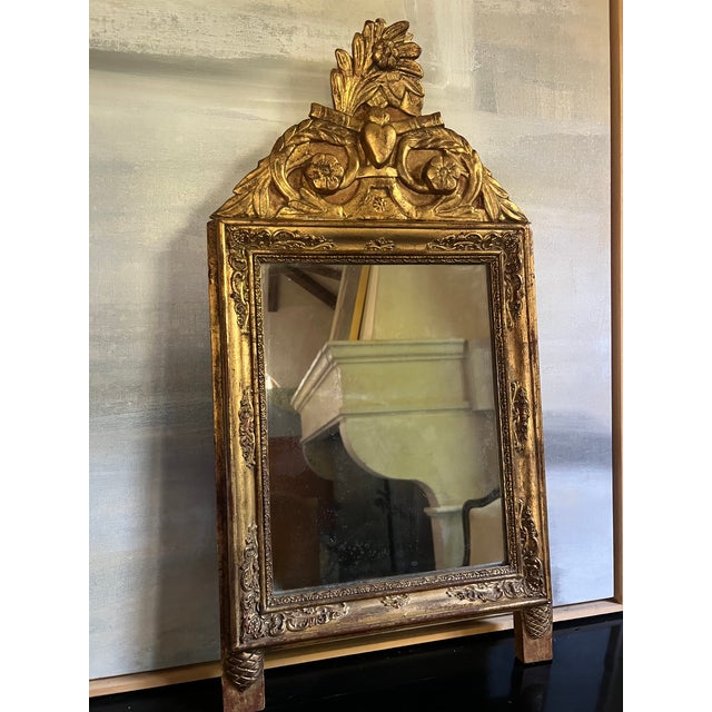 19th Century French Bridal Mirror W/ Carved Frame For Sale - Image 12 of 13
