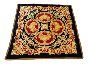Versace Lion and Urn Fabric Custom Made Throw Blanket With Gold Fringe