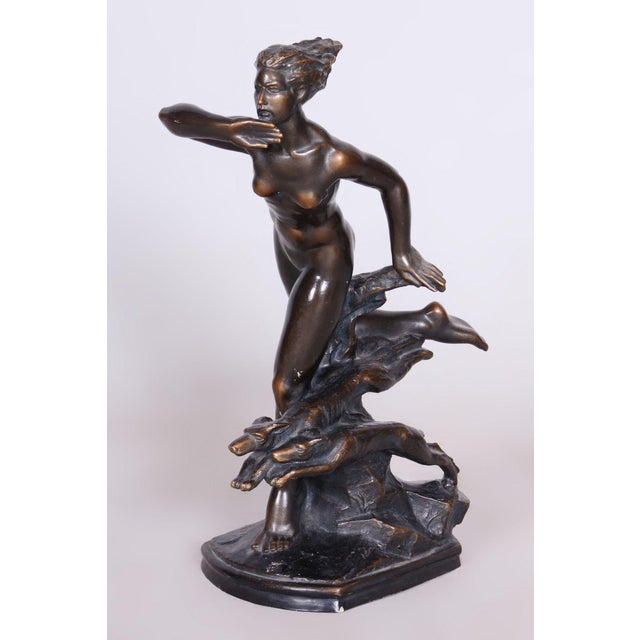 Vintage Art Deco Sculpture in Ceramic and Bronze by Jan Lichtág, 1930s For Sale - Image 12 of 12