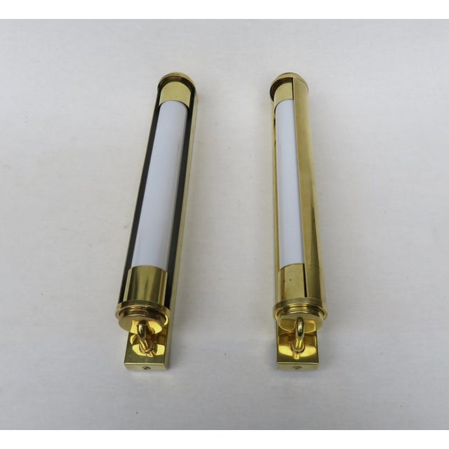 1920s Bauhaus Wall Lights in Polished Brass, 1920s, Set of 2 For Sale - Image 5 of 18