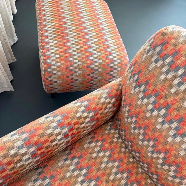 1940s MId Century Modern Upholstered Lounge Chair Ottoman Set For Sale In New York - Image 6 of 11