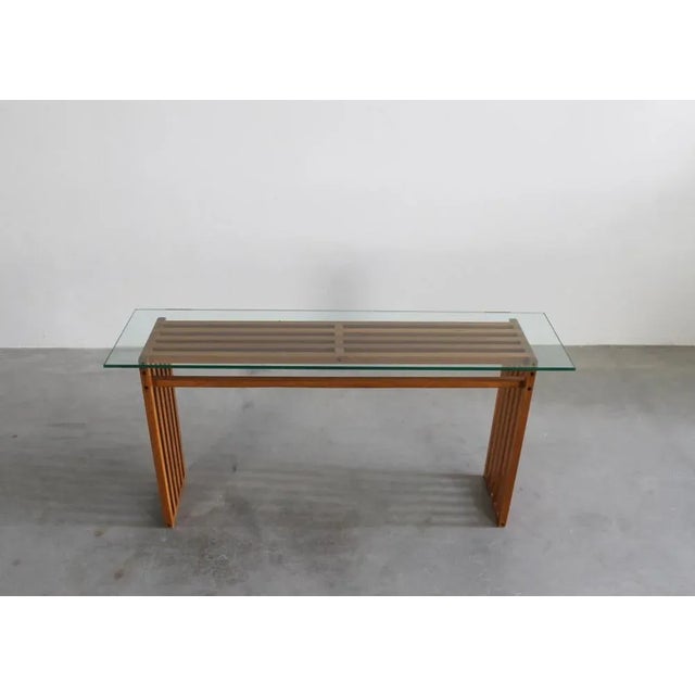 Driade Wood and Glass Ara Console Table by Lella & Massimo Vignelli for Driade, Italy, 1974 For Sale - Image 4 of 9