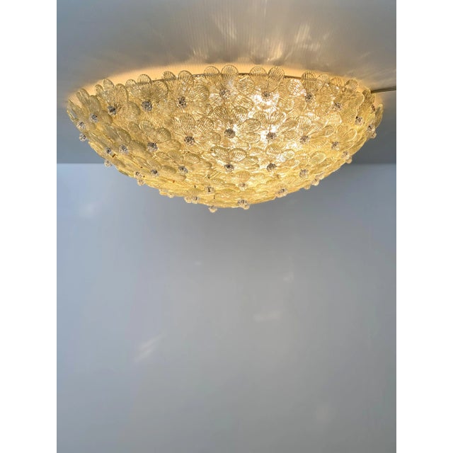 Glass Early 21st Century Gold-Flowers Murano Glass Flush Mount For Sale - Image 7 of 13