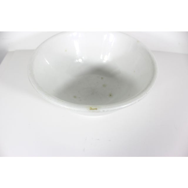 Antique 11” White Ironstone Mixing Bowl Dresden White Granite Country Farmhouse Made in Usa For Sale - Image 9 of 11