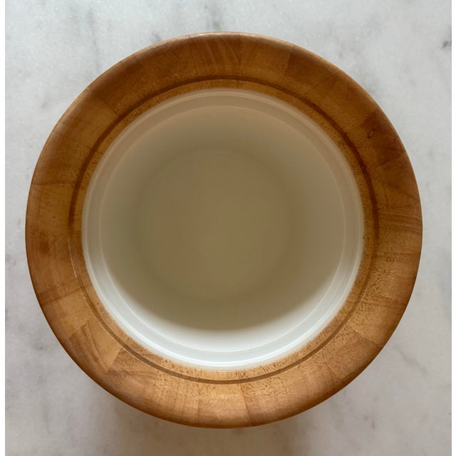 Tan Vintage Blonde Wood Ice Bucket With Lid and Liner For Sale - Image 8 of 9