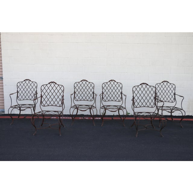 Rustic Vintage Set of Six Gregorius Pineo Faux Bois Twig Iron Outdoor Armchairs — Los Angeles, Ca, Late 20th Century For Sale - Image 3 of 18