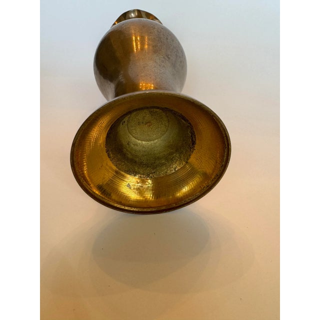 French Provincial Hollywood Regency Scalloped Edge Solid Brass Vase For Sale - Image 3 of 11