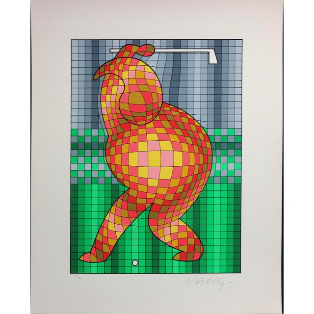 Paper Vintage Victor Vasarely the Golfer LTD Serigraph, Hand Signed Art From 1989, Unframed For Sale - Image 7 of 8