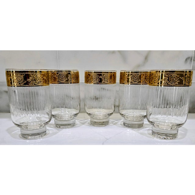 Bring true mid‑century glamour to your bar cart with this set of five Culver “Tyrol” footed cocktail glasses, each...