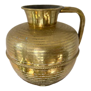 Late 19th Century Large Persian Hammered Brass Jug