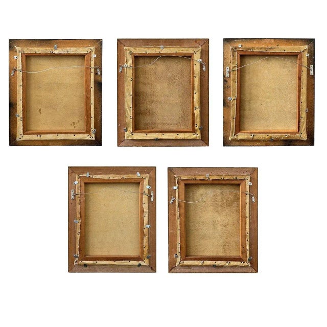 Lot of 5 American School Folk Art Oil on Canvas Paintings For Sale - Image 17 of 17