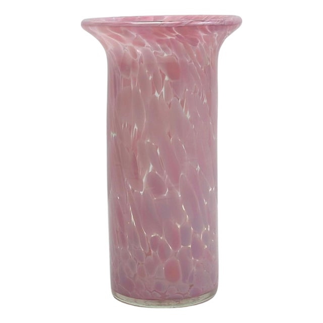 Vintage Pink Mottled Glass Spill Vase from Mdina, 1970s For Sale