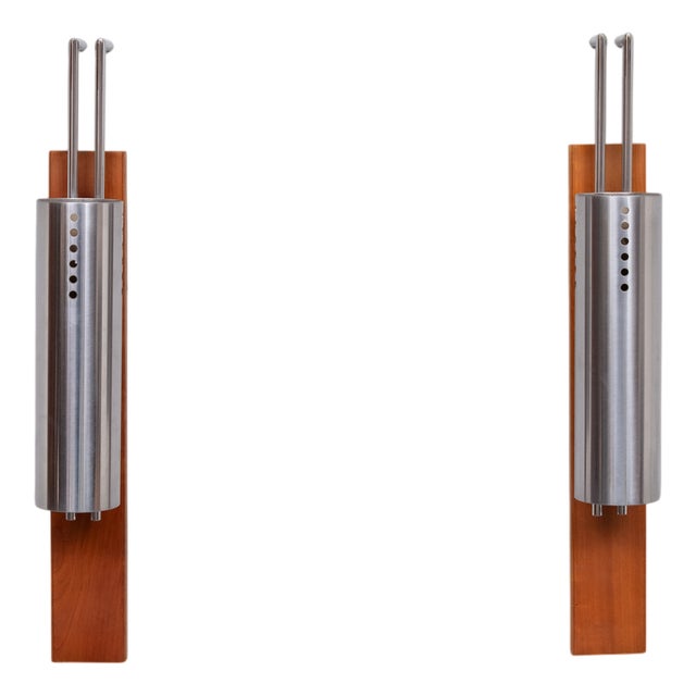 Vintage Stainless Steel Tube Wall Lamps, France, 1970s, Set of 2 For Sale