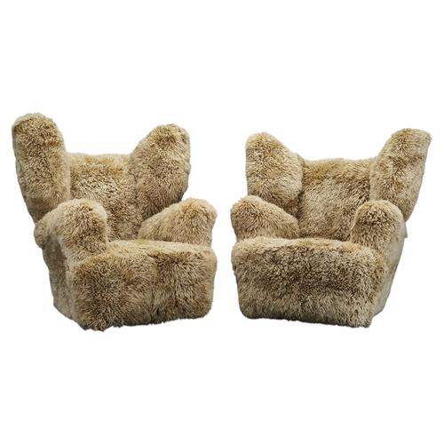 Monumental Art Deco Skandilock Sheepskin Wingback Chairs 1930s, Set of 2 For Sale - Image 14 of 14