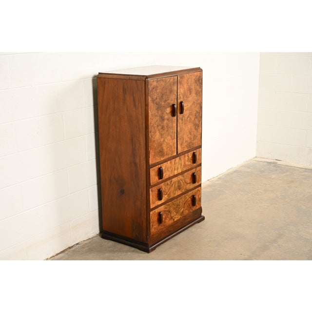 Donald Deskey Donald Deskey Style Art Deco Burl Wood Gentleman's Chest, Circa 1930s For Sale - Image 4 of 16