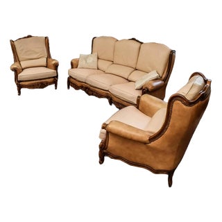 Italian Leather Sofa from Chateau d'Ax, Set of 4 For Sale