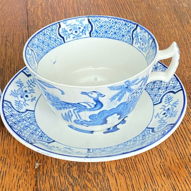 Antique Wood & Sons "Yuan" Pattern Blue and White Transferware Coffee & Tea Set - Mixed Demitasse and Teacup 9 pcs For Sale - Image 9 of 16