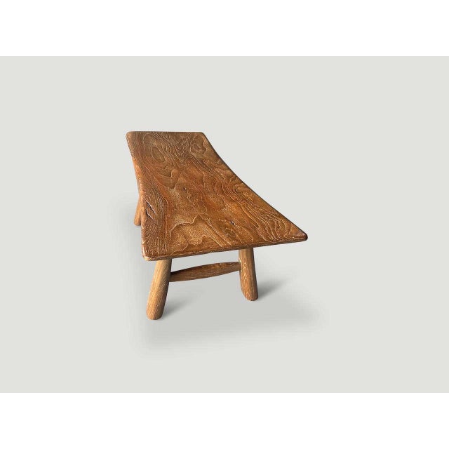 Contemporary Andrianna Shamaris Mid Century Couture Bench, Handcrafted Teak Wood For Sale - Image 3 of 4