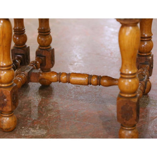 Pair of 19th Century French Louis XIII Walnut Stools With Aubusson Tapestry For Sale - Image 4 of 12