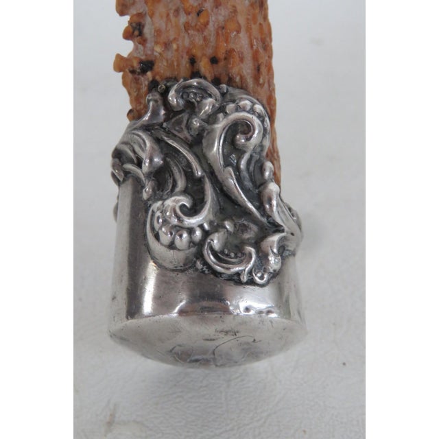 Silver Knife Sharpening Rod Honing Steel 925 Sterling Silver Ornate Antler Handle 5144b For Sale - Image 8 of 14