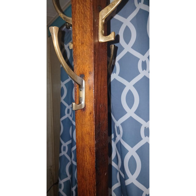 Antique Arts & Crafts Mission Style Quartersawn Oak Coat Rack Hall Tree For Sale - Image 12 of 14
