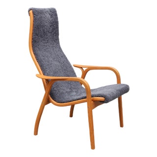 Vintage Grey Sheepskin Lamino Lounge Chair by Yngve Ekström for Swedese For Sale