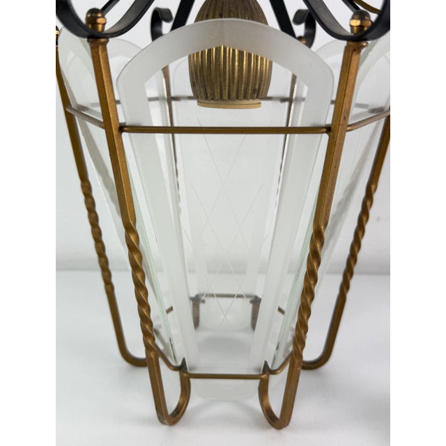 Pendant Lamps in Brass and Murano Glass, 1950s, Set of 2 For Sale - Image 10 of 13