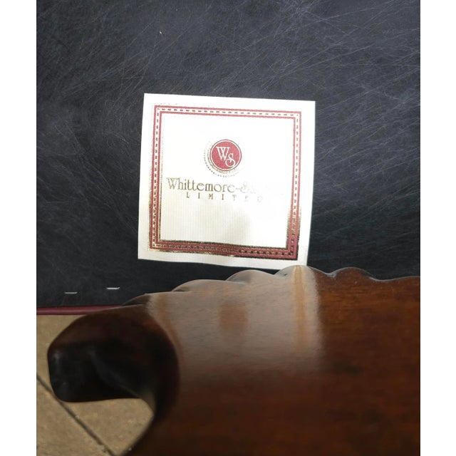 Maroon Whittemore-Cherrill Mahogany Brass Nail Trims & Maroon Leather Upholstered Bench Ottoman For Sale - Image 8 of 9