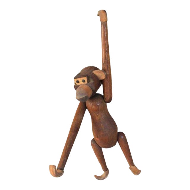 Mid 20th Century Kay Bojesen Style Wood Monkey For Sale