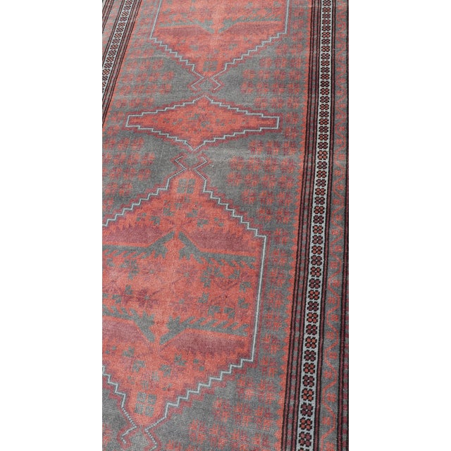 Vintage Turkish Oushak Runner in Soft Gray, Coral, and Soft Terracotta 2'9 X 11'6 For Sale - Image 11 of 13