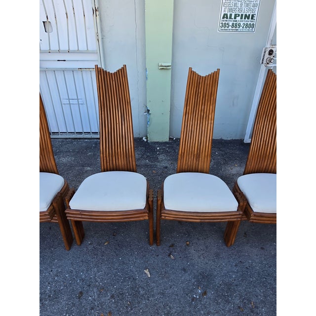 1970's Italian Modernist Rattan Dining Chairs - Set of 6 For Sale In Miami - Image 6 of 18