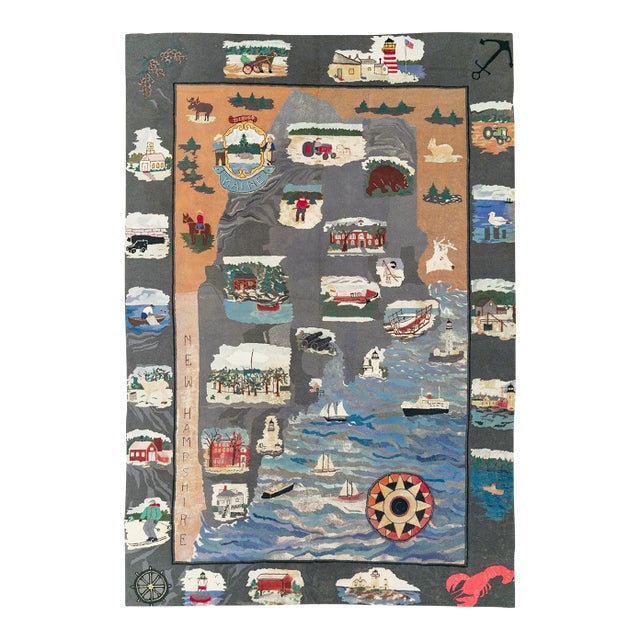 Early 20th Century Whimsical Room Size American Hooked Rug - 7'6" x 11' For Sale