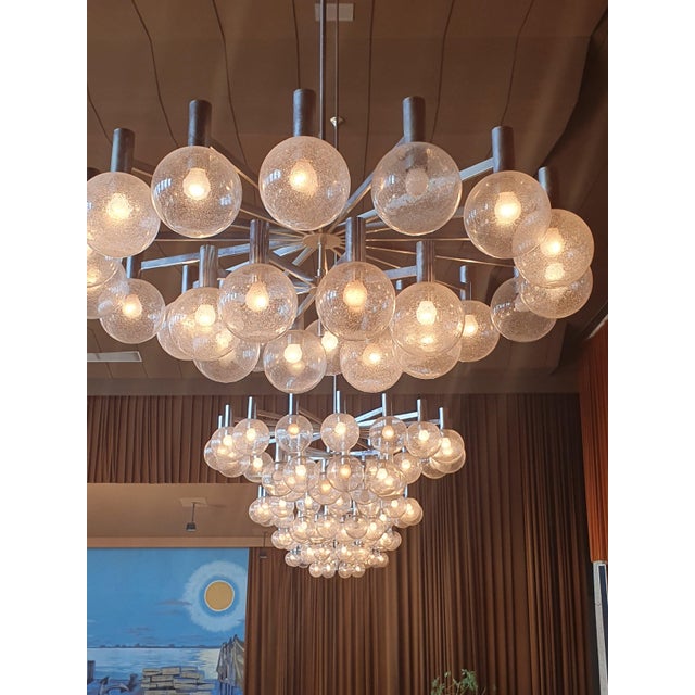 Large Chromed Spider Sputnik Lamp with 24 Handblownd Ice Glass Balls from Ott International, Germany, 1960s For Sale - Image 18 of 18