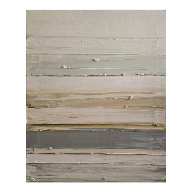 Abstract Minimalist Landscape Oil Painting by Diane Grant / Neutral Color Palette / Color Field / Seascape For Sale