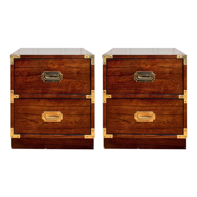 Bernhardt Mid Century Modern Campaign Style Nightstands a Pair Chairish