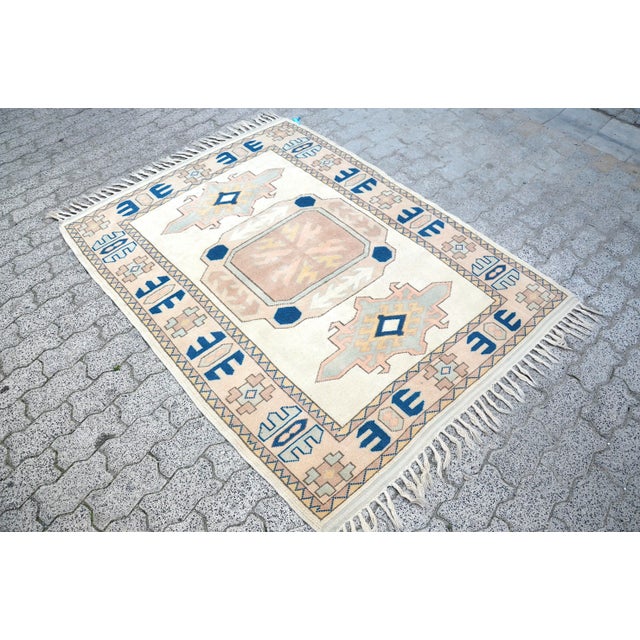 1960s Vintage Turkish Geometric Rug For Sale - Image 6 of 11