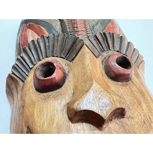 Mid 20th Century Thai Hand-Carved Wood Monkey Mask With Sculptural Cobra Headdress For Sale In Portland, OR - Image 6 of 11
