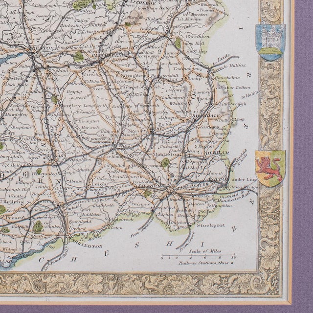 Antique County Map of Lancashire, English, Framed Cartography, Moule, Victorian For Sale - Image 11 of 12