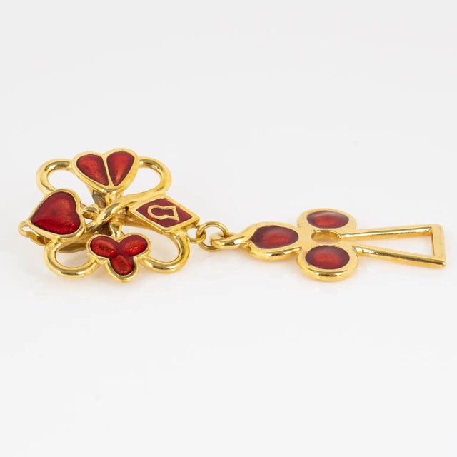 Metal Rochas Gilded Metal and Red Enamel Clip Earrings For Sale - Image 7 of 7