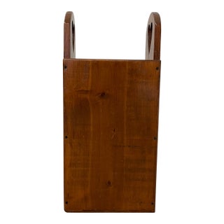 Vintage Handcrafted Wooden Umbrella Stand With Heart Cutout Handles For Sale