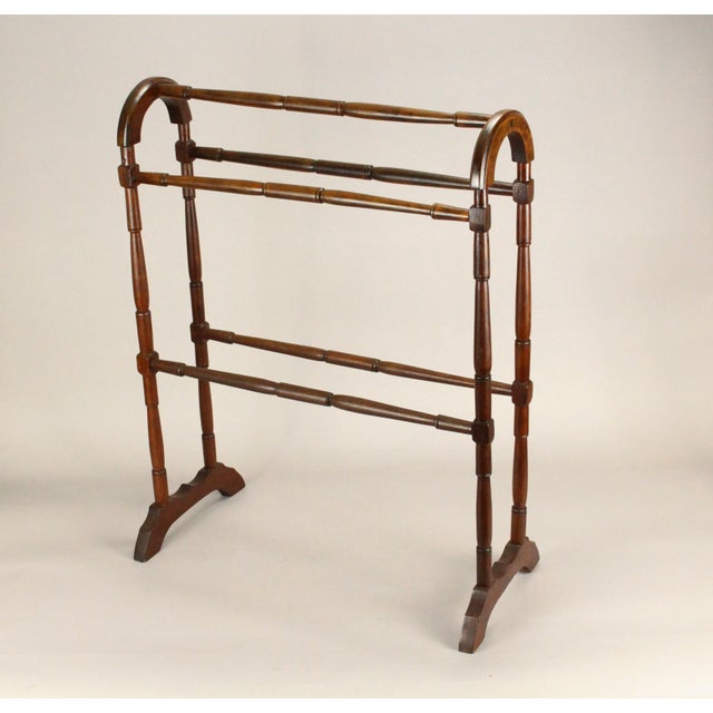Victorian 19th C. Victorian Quilt / Blanket Rack Stand Arched Turned Wood, New England For Sale - Image 3 of 16
