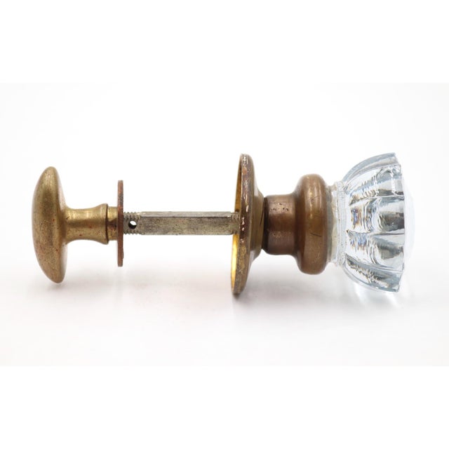 Traditional Vintage Fluted Glass Closet Door Knob Set For Sale - Image 3 of 5