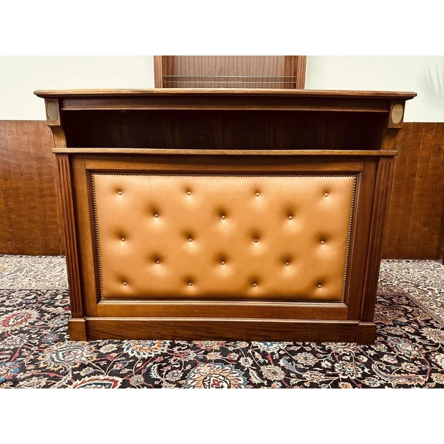 Brown English Chesterfield Mahogany Bar with Bar Stools, Set of 5 For Sale - Image 8 of 18