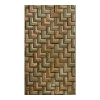 1890s Multicolor Geometric Folk Art Antique American Hooked Rug 4'3" X 7'2" Handknotted Wool Carpet For Sale