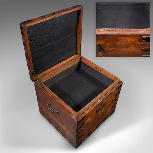 Brown 1880's Antique Fitted Silver Chest For Sale - Image 8 of 12