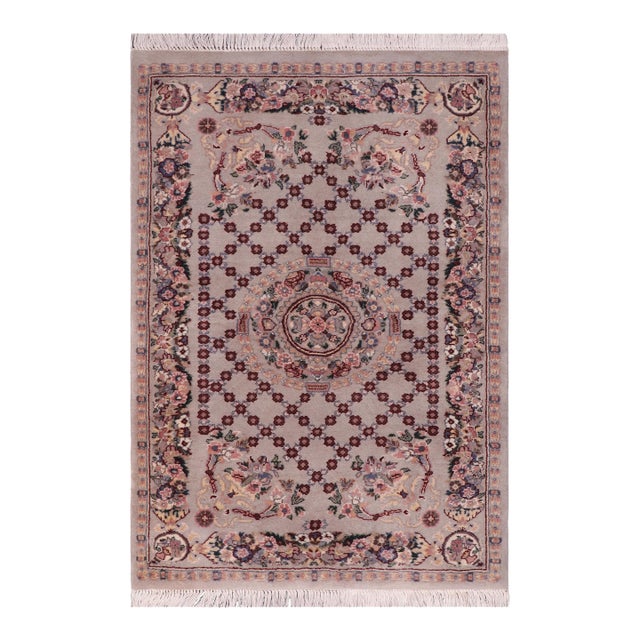 Shabby Chic 1990's Pak-Persian Gray/Blue Wool Rug - 2'8'' X 4'4'' For Sale