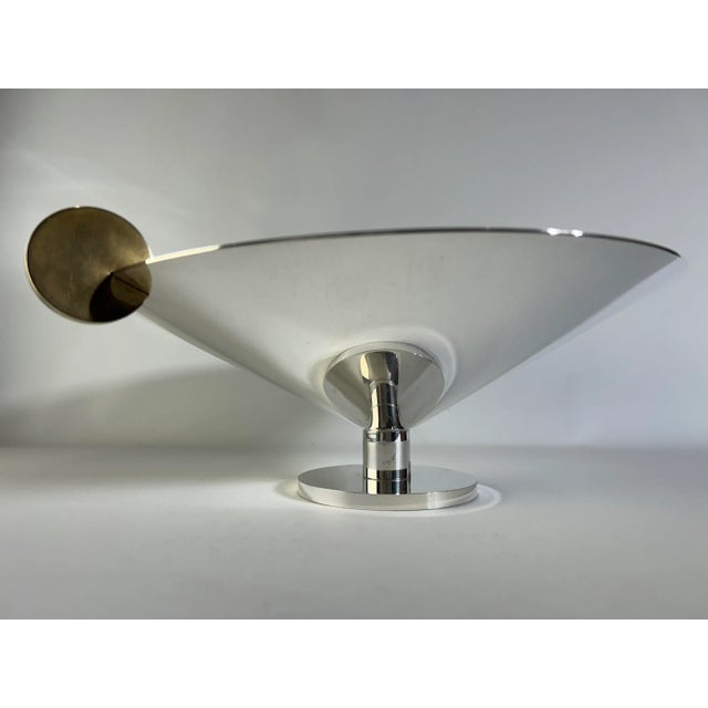 Offered is a 1970s Modernist centerpiece bowl designed by Ambrogio Pozzi (1931-2012) for Padova Argenti, heavy silver-...