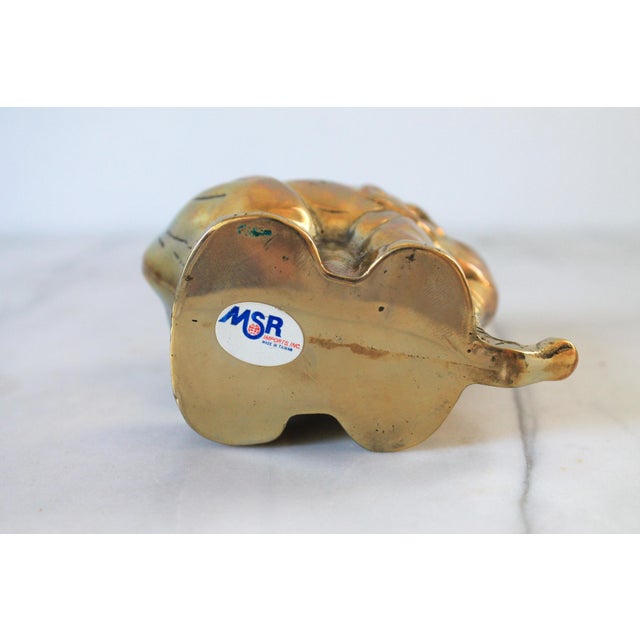 Metal Vintage Brass Elephant Desktop Pen or Pencil Holder For Sale - Image 7 of 9