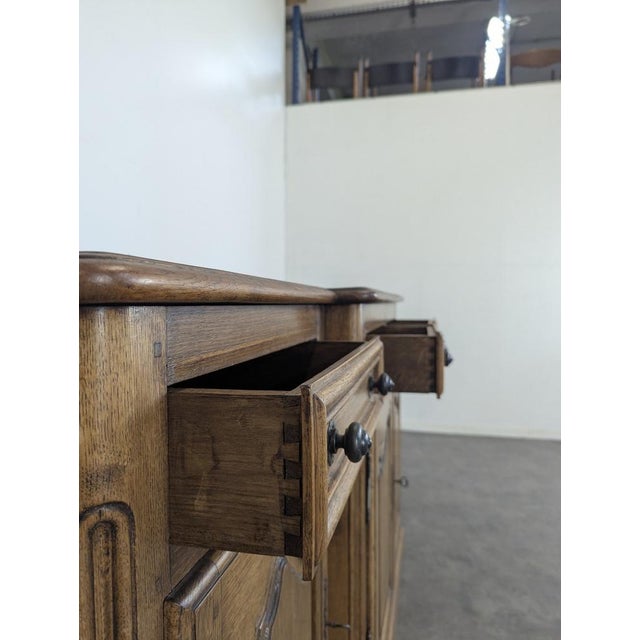 Neo-Rustic Buffet in Carved Oak For Sale - Image 4 of 8