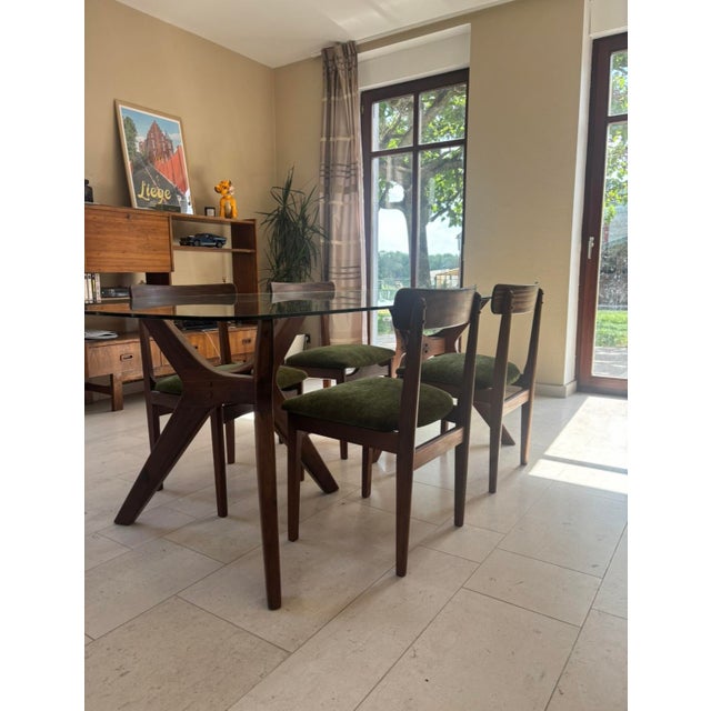 Scandinavian Green Velvet Chairs, 1970s, Set of 4 For Sale - Image 9 of 10